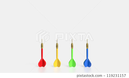 The multi color dart on white background 3d rendering. The multi color dart on white background 3d rendering. 119231157