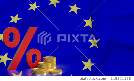 The percent and coins on euro flag Background 3d rendering. 119231158