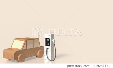 The car wood and ev station for technology concept 3d rendering. 119231159