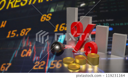 The percent and  pendulum like prisoner for Business concept 3d rendering. 119231164