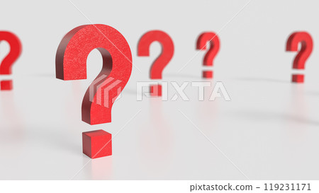 The red question mark on white background 3d rendering. 119231171