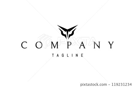 Vector logo with an abstract image of an owl in a futuristic style. 119231234