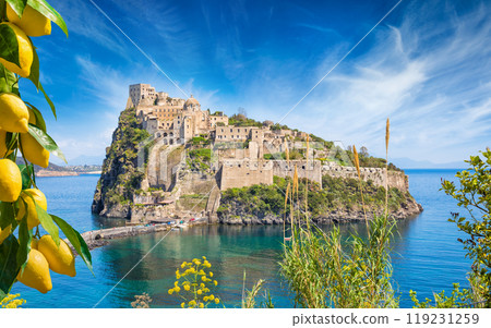 Aragonese Castle or Castello Aragonese located near Ischia Island, Italy. 119231259
