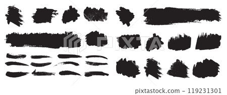 Set of black paint, ink brush strokes Set of black paint, ink brush strokes 119231301