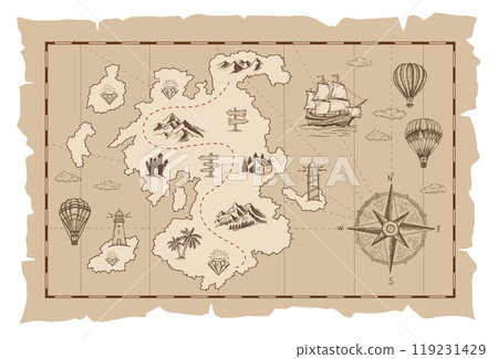 map, compass, paper 119231429