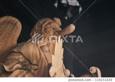 A sculpture of a Tengu, an object of worship in Japan A sculpture of a Tengu, an object of worship in Japan 119231830