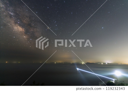 燈塔與銀河的星空景觀(愛媛郡伊方町貞岬燈塔) 燈塔與銀河的星空景觀(愛媛郡伊方町貞岬燈塔) 119232343