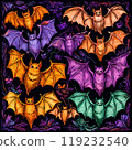 Halloween realism sketch of bats, background 119232540