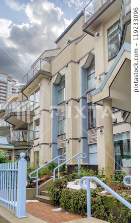 Front side of residential building on winter season in Vancouver 119233096