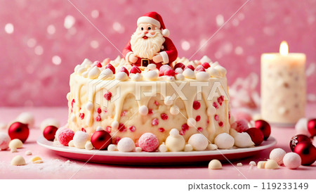 白巧克力裝飾蛋糕與聖誕老人裝飾，聖誕節 119233149