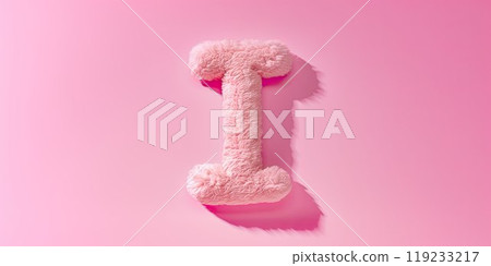 Fur letter I, 3D alphabet. Hair fluffy english font for kids education. Creative typographic element . AI generated 119233217