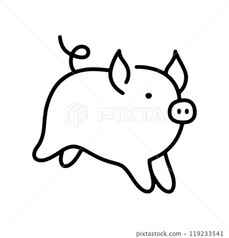 簡單的手繪線條畫豬插圖，透明背景的切口 119233541