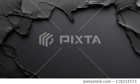 Black cosmetic clay smears are creating a frame on a dark background 119233573