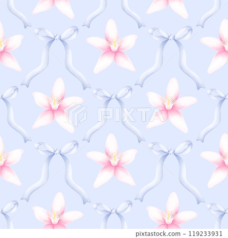 Aesthetic Floral seamless pattern background. For fabric, packaging paper, scrapbooking. Aesthetic Floral seamless pattern background. For fabric, packaging paper, scrapbooking. 119233931