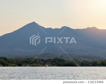 Big volcano crater on sunset light Big volcano crater on sunset light 119233966