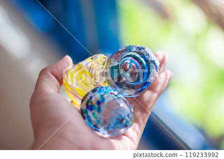 Broken glass while making glass crafts Broken glass while making glass crafts 119233992