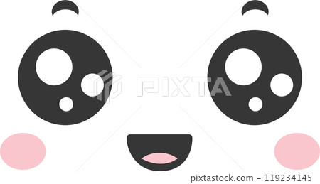 The cheerful face of a cartoon panda features big round eyes and a wide smile creating an adorable and playful look perfect for kids art and playful themes 119234145