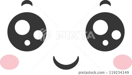 A cheerful illustration features a sweet face with big expressive eyes and a light smile evoking a sense of joy and innocence perfect for childrens themes A cheerful illustration features a sweet face with big expressive eyes and a light smile evoking a sense of joy and innocence perfect for childrens themes 119234149