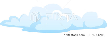 Fluffy clouds drift peacefully across a bright blue sky evoking a sense of tranquility and calmness perfect for enjoying a sunny day outdoors 119234208