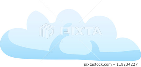 Soft blue clouds float gently in the sky creating a peaceful atmosphere. The illustration captures the essence of tranquility and calmness found in nature 119234227