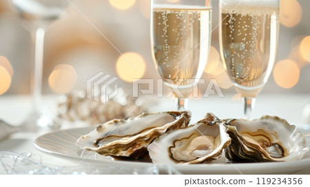 Elegant composition of fresh oysters 119234356