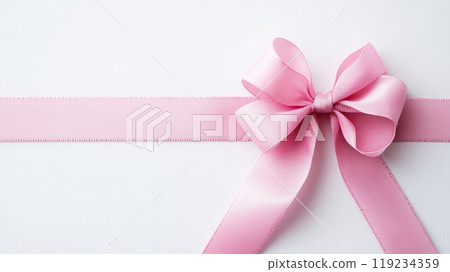 Elegant pink satin bow tied on ribbon Elegant pink satin bow tied on ribbon 119234359