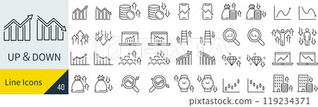 與向上和向下相關的圖標集 與向上和向下相關的圖標集 119234371