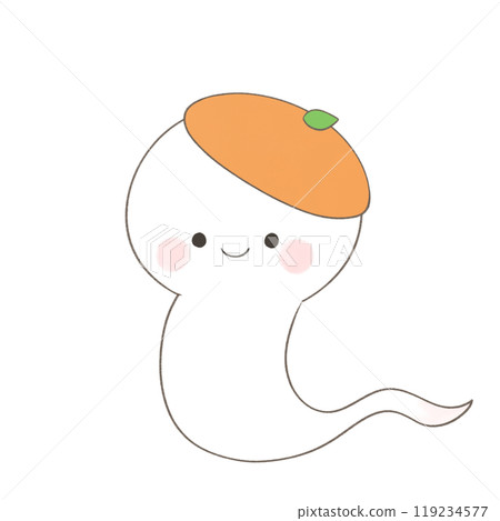 2025 New Year's card - Illustration of a white snake wearing a tangerine beret 2025 New Year's card - Illustration of a white snake wearing a tangerine beret 119234577