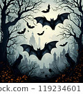 Halloween hyperrealism of bats, background 119234601