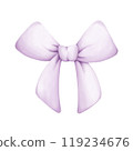 Watercolor pastel bow. Hand drawn illustration isolated on white background. Cute girly accessory for  birthday, nursery decorations.Isolated on white background. 119234676