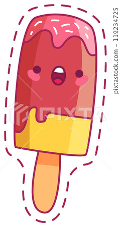 This playful popsicle character with its bright colors and happy expression embodies the joy of summer and fun at outdoor events inviting everyone to enjoy a chilly treat 119234725