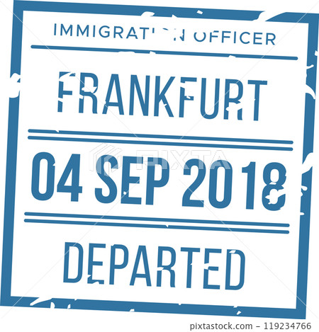 The immigration stamp indicates a departed traveler from Frankfurt on September 4 2018 showcasing the official processing of travel documents The immigration stamp indicates a departed traveler from Frankfurt on September 4 2018 showcasing the official processing of travel documents 119234766
