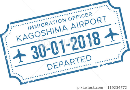 The immigration stamp displays Kagoshima Airport date 30 01 2018 and the status Departed reflecting travel history and documentation The immigration stamp displays Kagoshima Airport date 30 01 2018 and the status Departed reflecting travel history and documentation 119234772