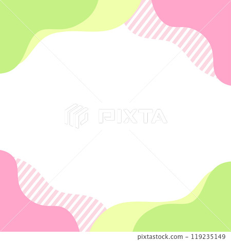 Square background, wavy frame, striped pattern, pink and green 119235149