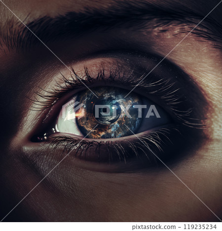 Giant space eye looking on earth planet Giant space eye looking on earth planet 119235234