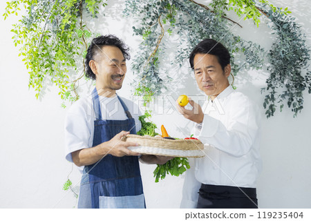 廚師做握拳動作 廚師做握拳動作 119235404