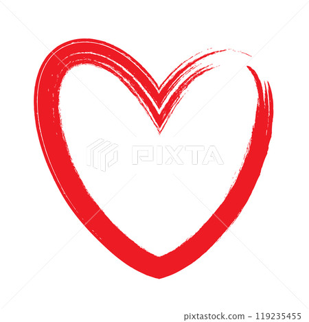 The red outline of the heart on a white background. The concept of Valentine's Day. 119235455