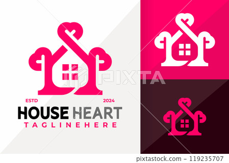 House Heart Logo Icon Vector Design. Creative simple logos designs illustration 119235707