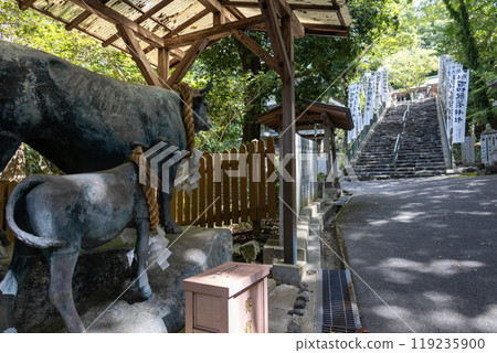 Cow statue at Ishikiri Tsurugiya Shrine Kaminosha (photographed in September 2024) 119235900