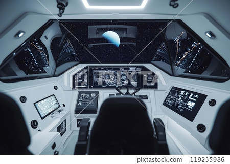 Spaceship control room interior 119235986