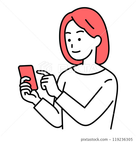 Casual woman operating a smartphone 119236305