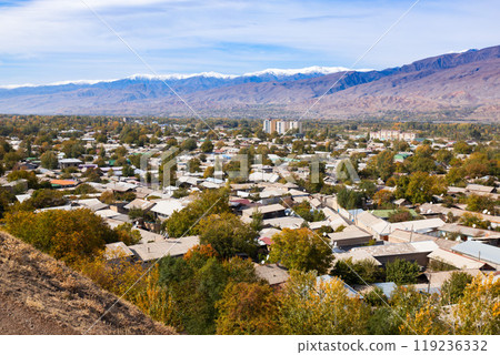 Penjikent city aerial panoramic view in Tajikistan 119236332