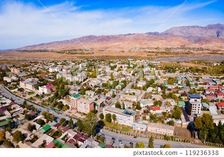 Penjikent city aerial panoramic view in Tajikistan 119236338