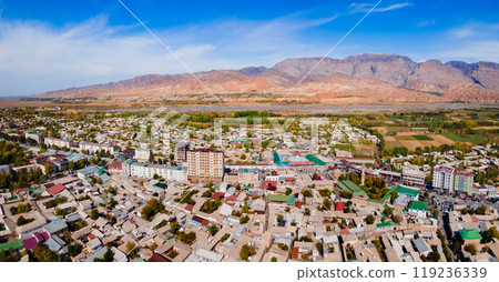 Penjikent city aerial panoramic view in Tajikistan Penjikent city aerial panoramic view in Tajikistan 119236339