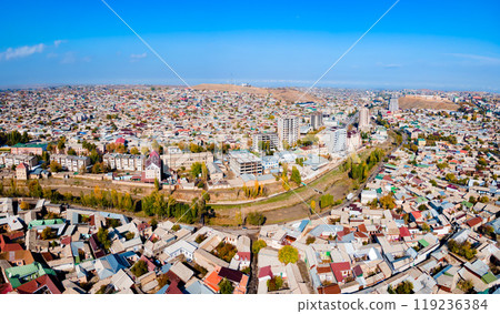 Istaravshan city aerial panoramic view in Tajikistan 119236384