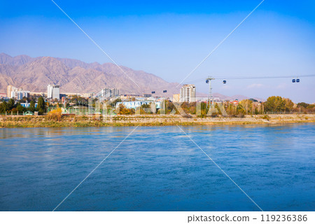 Cable car through Syr Darya river in Khujand 119236386
