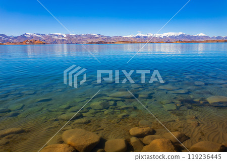 Karakul lake in the Pamir Mountains in Tajikistan 119236445