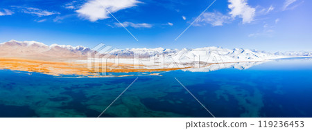 Karakul lake aerial panoramic view in Tajikistan Karakul lake aerial panoramic view in Tajikistan 119236453