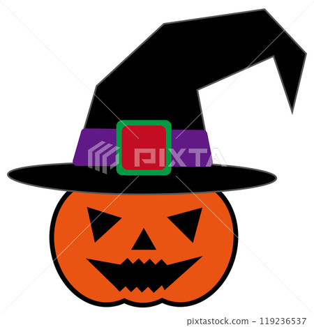 Halloween Jack-o'-Lantern wearing a witch's hat Halloween Jack-o'-Lantern wearing a witch's hat 119236537