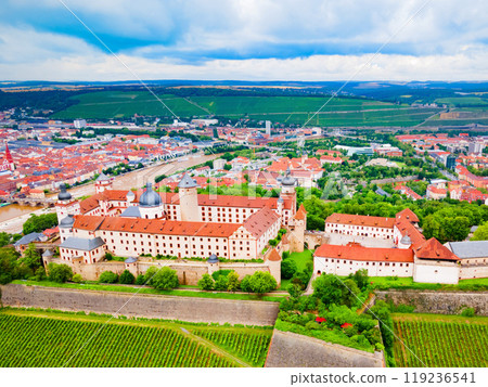 Marienberg Fortress aerial view in Wurzburg city Marienberg Fortress aerial view in Wurzburg city 119236541